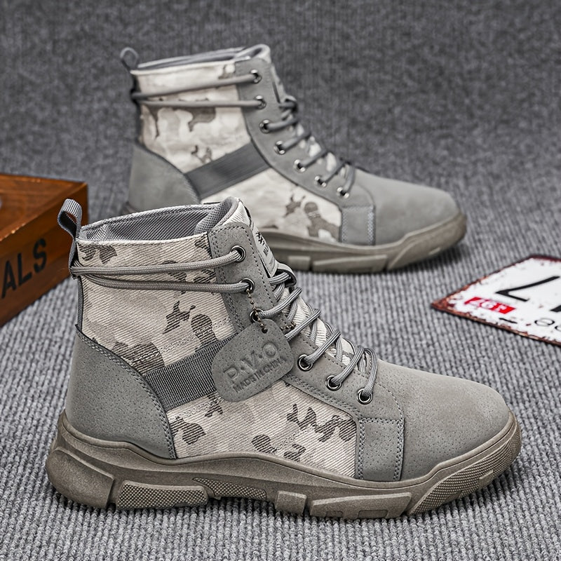 Men's Boots - Fashionable Camouflage Mid-High Top Thick Sole