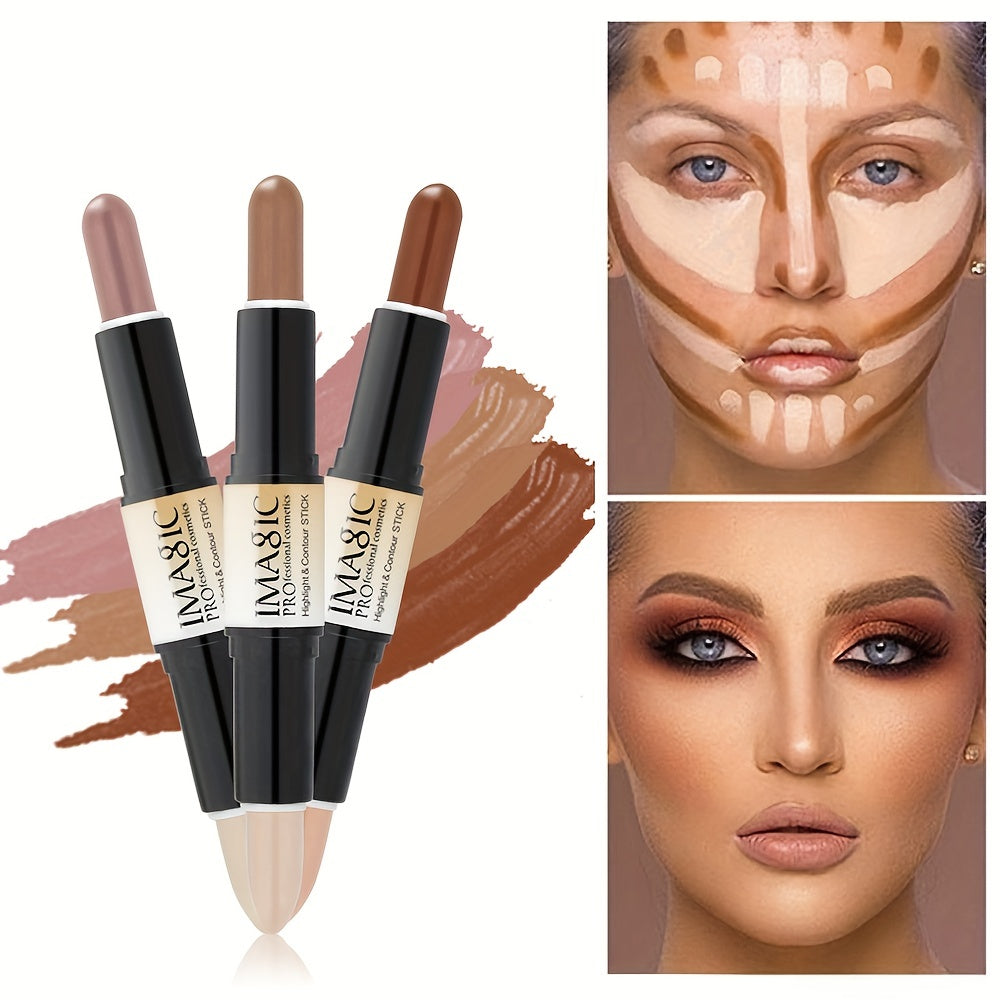 IMAN OF MAGIC Dual-Ended Concealer & Contour Stick - Waterproof, Natural Finish for All Skin Tones | Highlights & Conceals Blemishes, Dark Circles, Shadows Nose & Cheeks | Versatile Makeup Stick with Pink & Brown Shades - The Superior Findings Depot
