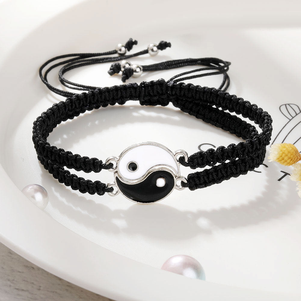 2pcs Best Friend Bracelets for 2 Adjustable Cord Thread Yin Yang Matching Bracelet for Bff Friendship Relationship Friendshop Boyfriend Girlfriend Valentines Gift, Suitable for Women - The Superior Findings Depot