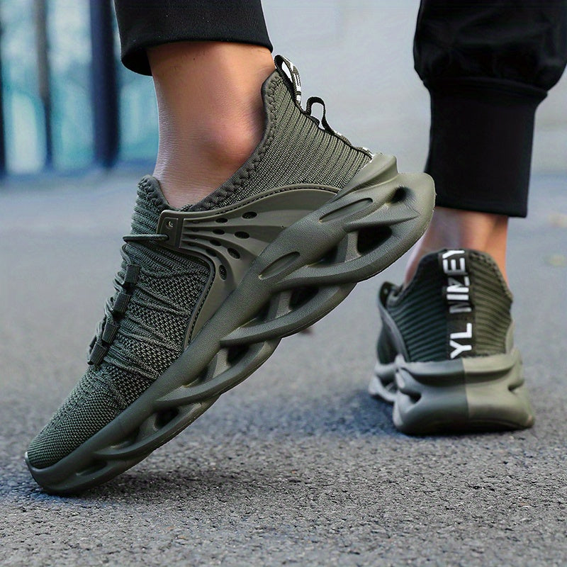 Men's Breathable Knit Running Footwear - Shock Absorption Soft Sole