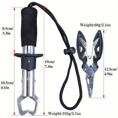 Complete Fishing Tool Set - Nets with Telescopic Folding Landing Net, EVA Handle, Durable Nylon Net Bag, Stainless Steel Fish Controller, and Fishing Pliers for Efficient Catching and Releasing
