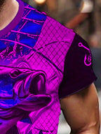 Men'S 3D Printed Fish T-Shirt | Suitable for Summer Outdoor Activities, Fishing, and Cycling | Crew Neck, Regular Fit, Slight Stretch Fabric