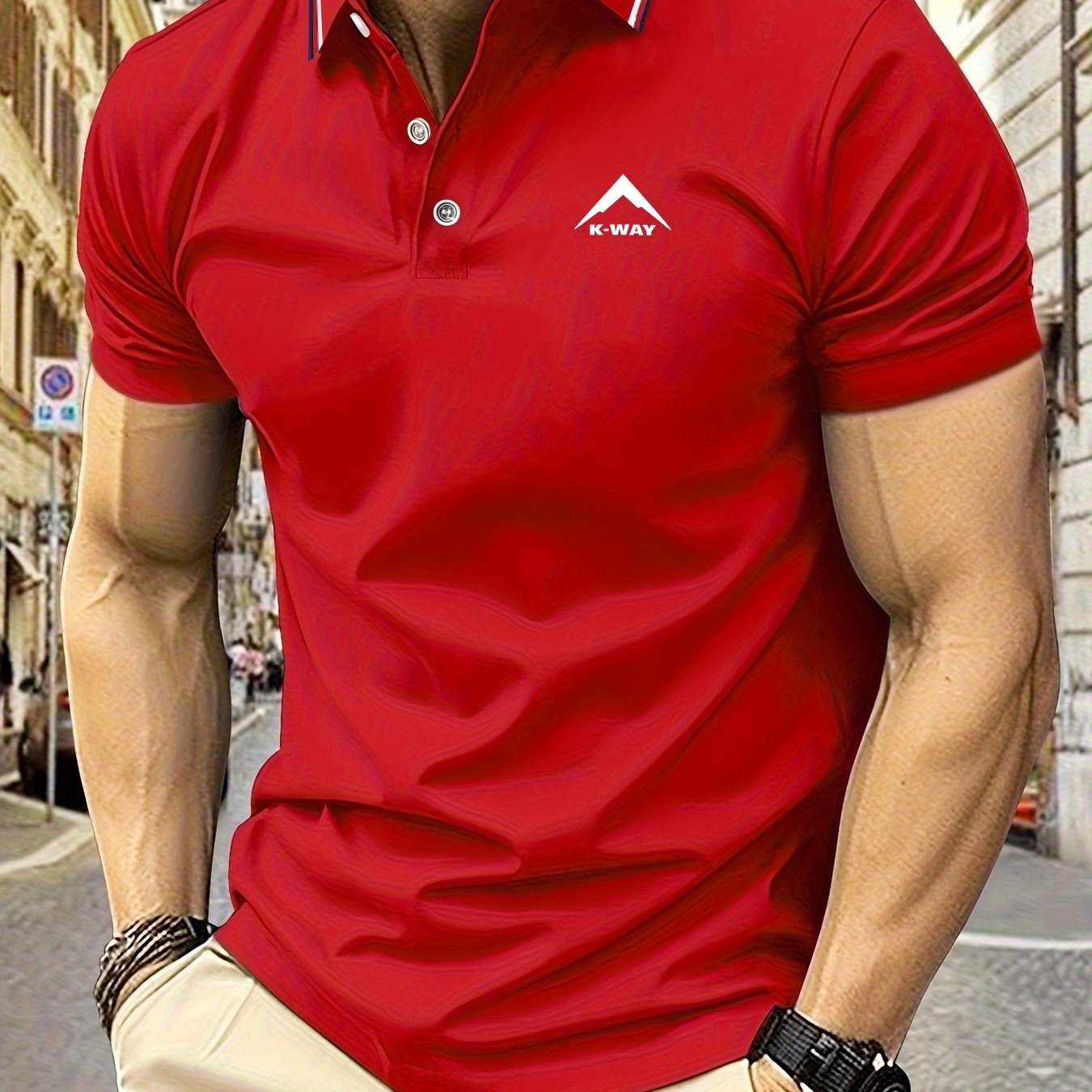 K-WAY Men's Casual Short Sleeve Shirt - Olive Green