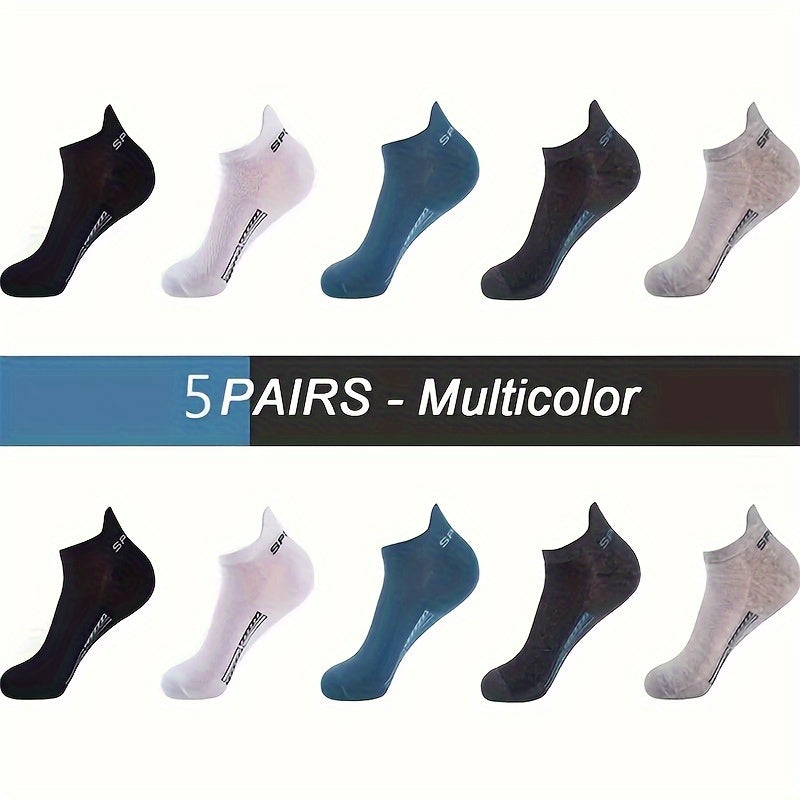 5 Pairs Unisex Graphic Letter Socks - Breathable, Moisture-Wicking, Low-Cut Ankle Socks for Sports, Fitness, and Casual Wear - Soft, Stretchy, and Comfortable Women's Stockings and Hosiery - The Superior Findings Depot