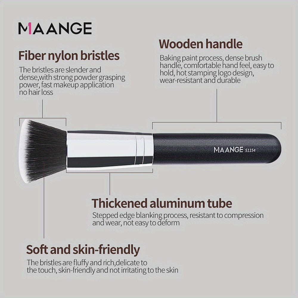 MAANGE Flawless Foundation Brush - Large Flat Top, Ultra-Soft Nylon Bristles for Seamless, Quick Application - Fragrance-Free, Ideal for All Skin Types - Black Handle, MAANGE - The Superior Findings Depot