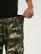 Men's Pure Tie-Dye Washed Outdoor Multi-Pocket Cargo Shorts