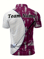 Customizable Men's Golf Polo Shirt - Golf Ball & Club Print