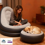 Inflatable Lounge Chair, Extra Large with Footrest Ottoman, Heavy-Duty PVC, Stable Base, Deep Seat & High Back Support, Foldable & Portable, for Indoor/Outdoor Use, Living Room, Bedroom, Patio, Camping, Dorm, Balcony - The Superior Findings Depot