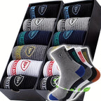 20 Pairs Men'S Polyester Sports Socks, Breathable Knit Fabric, Alphabet Pattern, Thick Warm Socks for All Seasons, 100% Polyester