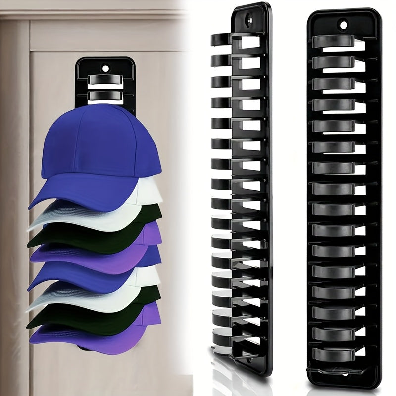1 Wall-Mounted Hat Rack - 16-Hat Capacity No-Nail Adhesive