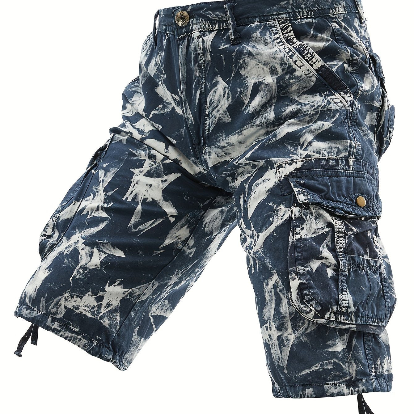 Men's Pure Tie-Dye Washed Outdoor Multi-Pocket Cargo Shorts