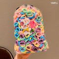 100 Pcs/Bag Children Cute Cartoon Elastic Hair Bands, Girls Lovely Srunchies Rubber Bands, Kid Hair Accessories, Ideal choice for Gifts - The Superior Findings Depot