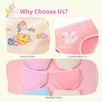 8-Pack Girls' Underwear - Pink Briefs Unicorn & Mermaid Print