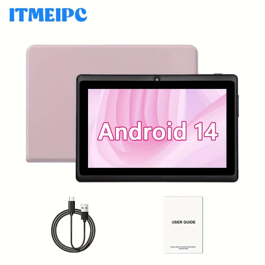 7-inch Android 14 Tablet with 4GB RAM, 32GB ROM, Quad-Core Processor, HD IPS Display, Dual Cameras, USB-C Charging, 2.4Ghz WiFi, 1024x600 Resolution, 12V/22V Power Adapter, Tablet, Pad, Tablet, Pad - The Superior Findings Depot
