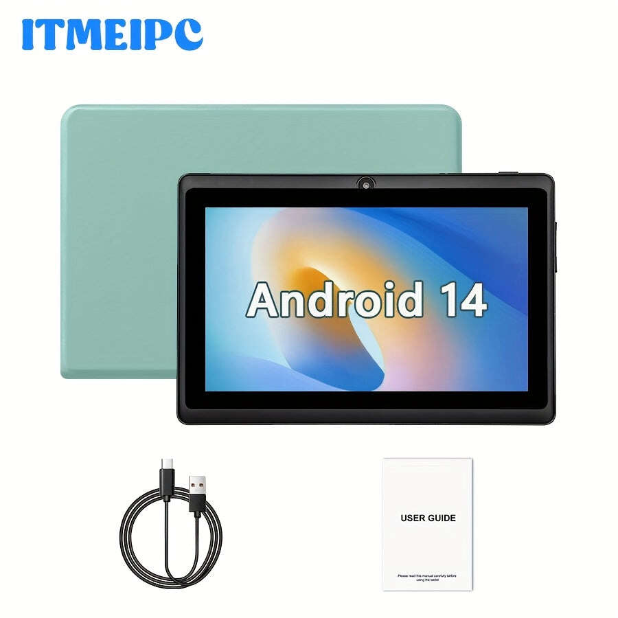 7-inch Android 14 Tablet with 4GB RAM, 32GB ROM, Quad-Core Processor, HD IPS Display, Dual Cameras, USB-C Charging, 2.4Ghz WiFi, 1024x600 Resolution, 12V/22V Power Adapter, Tablet, Pad, Tablet, Pad - The Superior Findings Depot