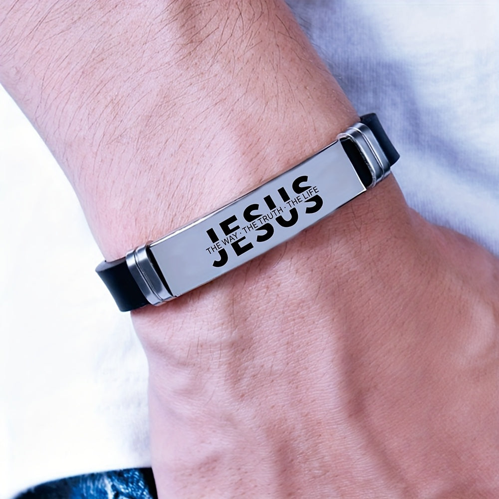 's 304 Stainless Steel Jesus Christ Bracelet - -Coated John 14:6 Verse (The Way, The Truth, The Life) - Religious Gift for Christian Faith, Easter, Christmas, Ramadan - Durable Christian Cross Pendant for Daily Wear - The Superior Findings Depot