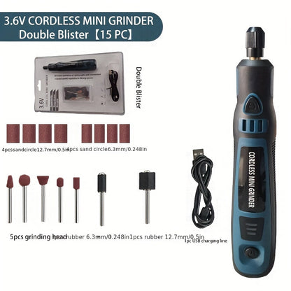 Mini Electric Grinder Pen Set – USB Rechargeable Handheld Engraving &amp; Polishing Tool, Compact Rotary Grinder for Jade, Jewelry, Wood, and DIY Projects