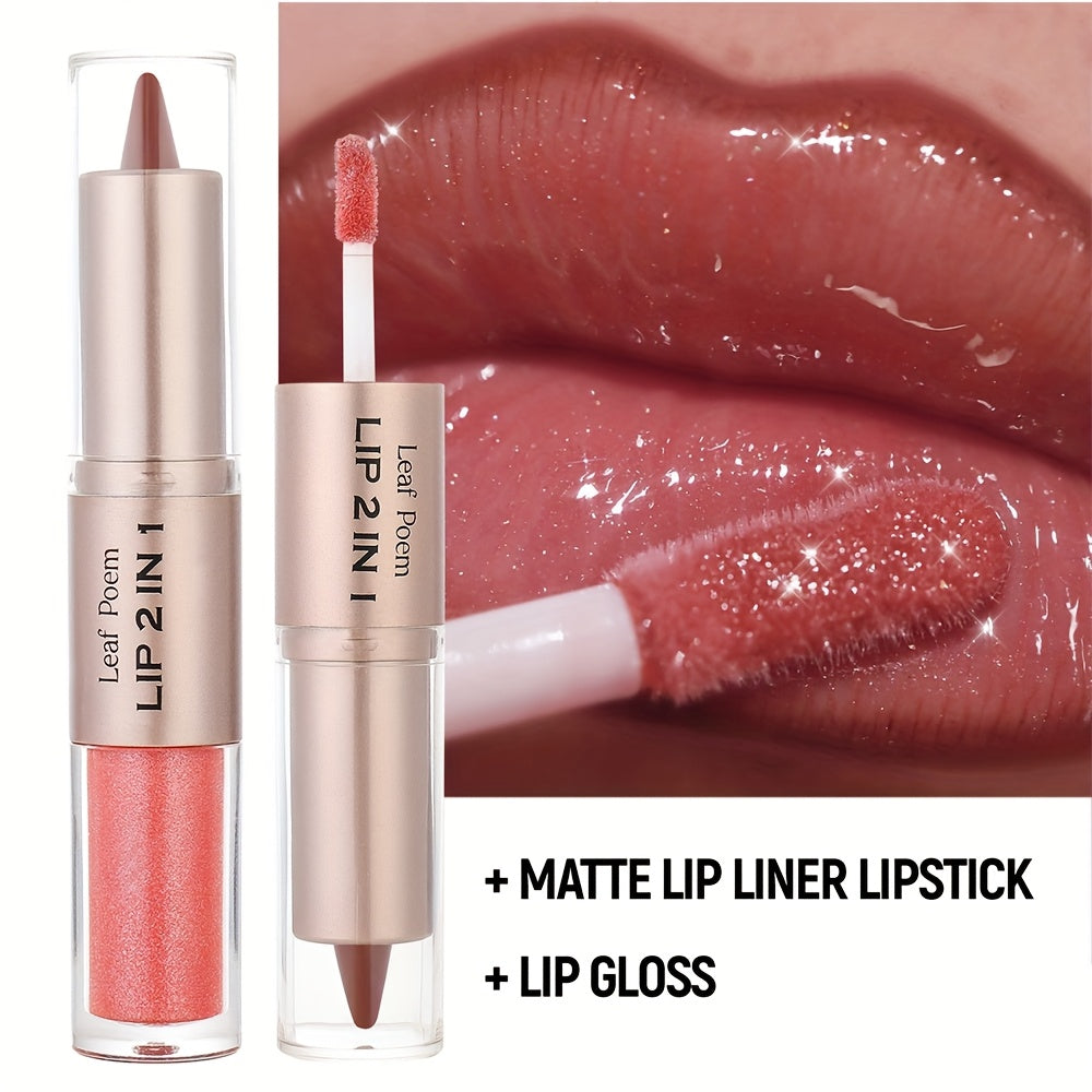 Double-Ended Lip Gloss with Matte Lip Line and Mirror Finish - Shine, Moisturizing, All Light Beige Types, Perfect Gift for Women, Daily Makeup, Sophisticated Design, Highquality Finish - The Superior Findings Depot