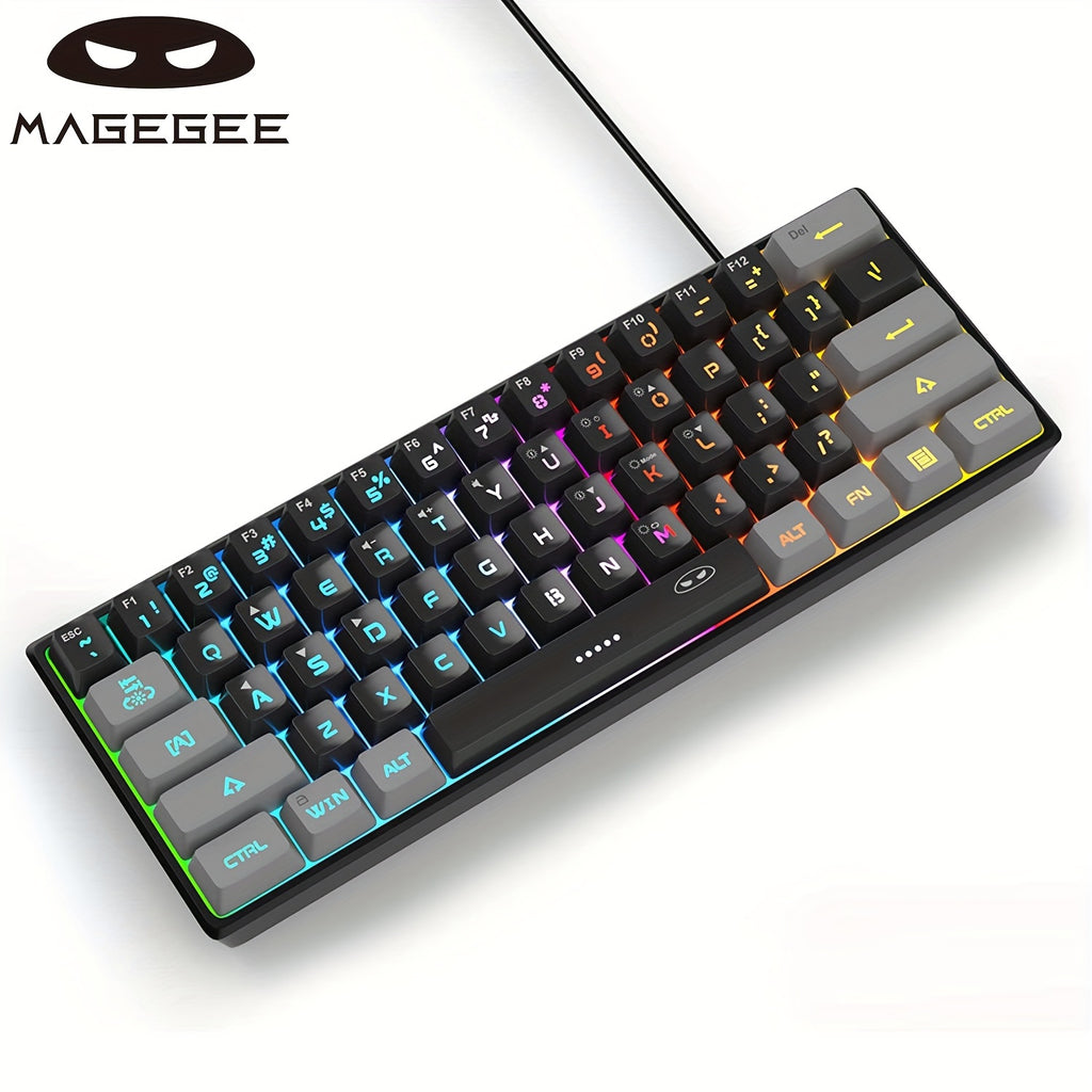 MageGee Mini 60% Gaming/Office Keyboard, Keycap Type Wired RGB Backlit Compact Computer Keyboard for Windows/Mac/Laptop, Laptop Accessory, Modern Keyboard, Sturdy Construction, Adjustable Lighting, Students - The Superior Findings Depot