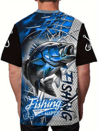 Men'S 3D Printed Fish T-Shirt | Suitable for Summer Outdoor Activities, Fishing, and Cycling | Crew Neck, Regular Fit, Slight Stretch Fabric