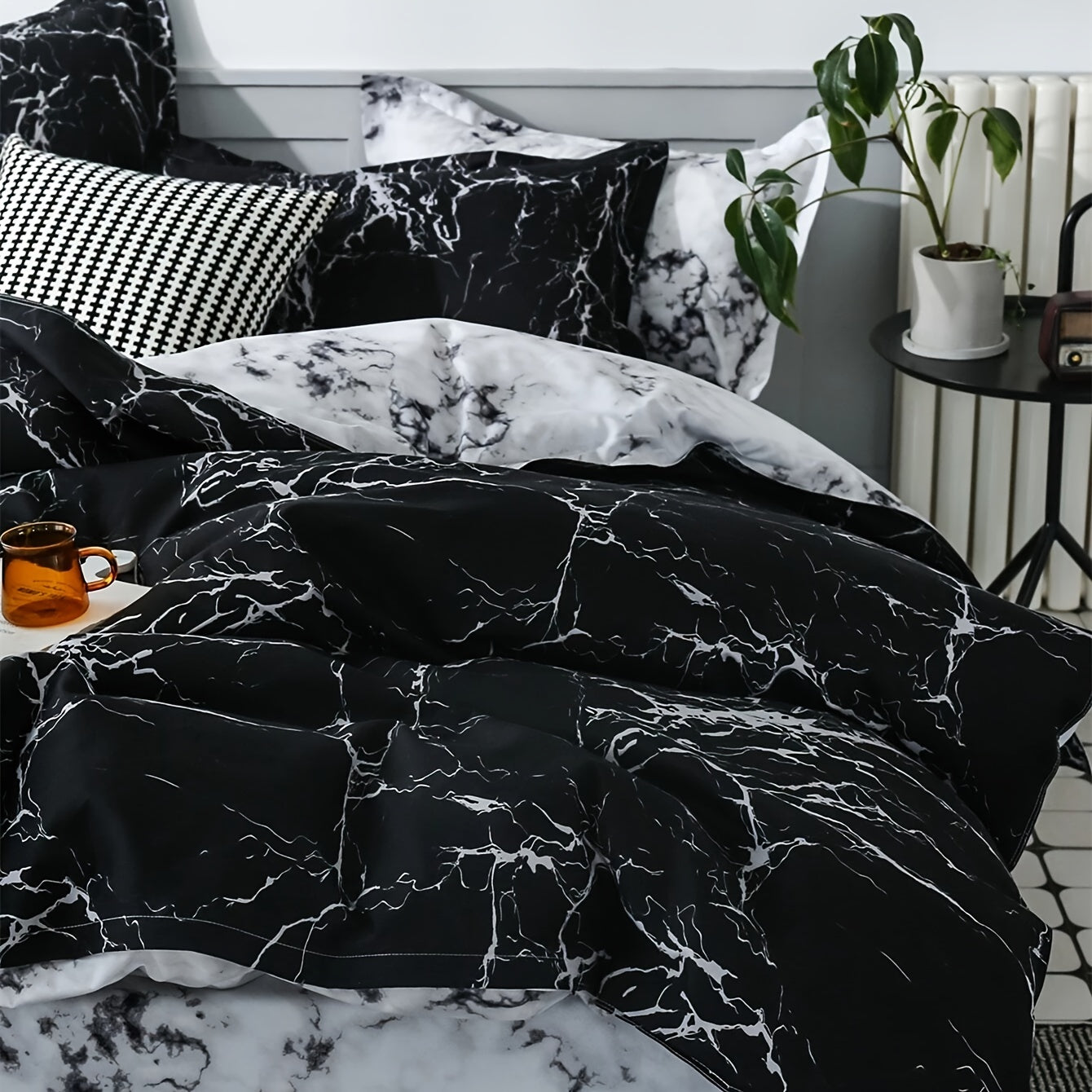 2/3pcs Brushed Marble Print Duvet Cover Set, Excludes Filling and Pillows - The Superior Findings Depot