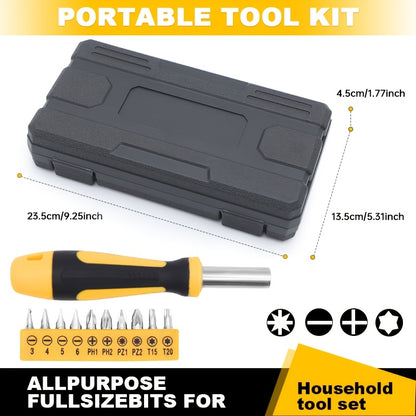 25-Piece Household Tool Set with Storage Case – Essential Hand Tools Kit with Hammer, Pliers, Screwdrivers & Tape Measure – Durable Steel Tools for