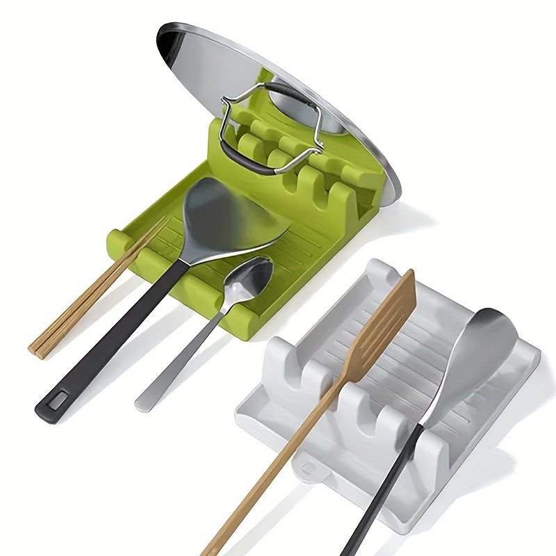 1pc Multi-Functional Kitchen Utensil Holder - 4 Slots White/Green