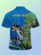 Custom Name/Text Men's Fishing Shirt - Personalized Full-Body Fish Print