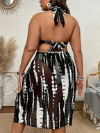 OZOWO New Summer Print Sexy Halter Tie Trendy Cover-Up Bikini Three-Piece Swimsuit - The Superior Findings Depot