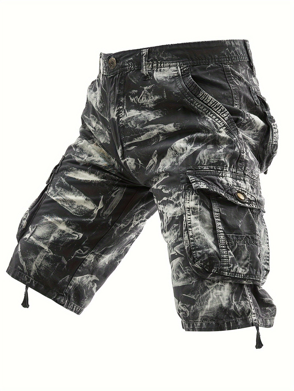 Men's Pure Tie-Dye Washed Outdoor Multi-Pocket Cargo Shorts