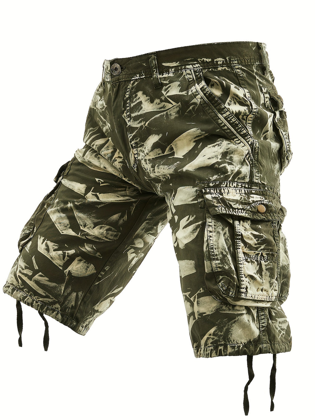 Men's Pure Tie-Dye Washed Outdoor Multi-Pocket Cargo Shorts