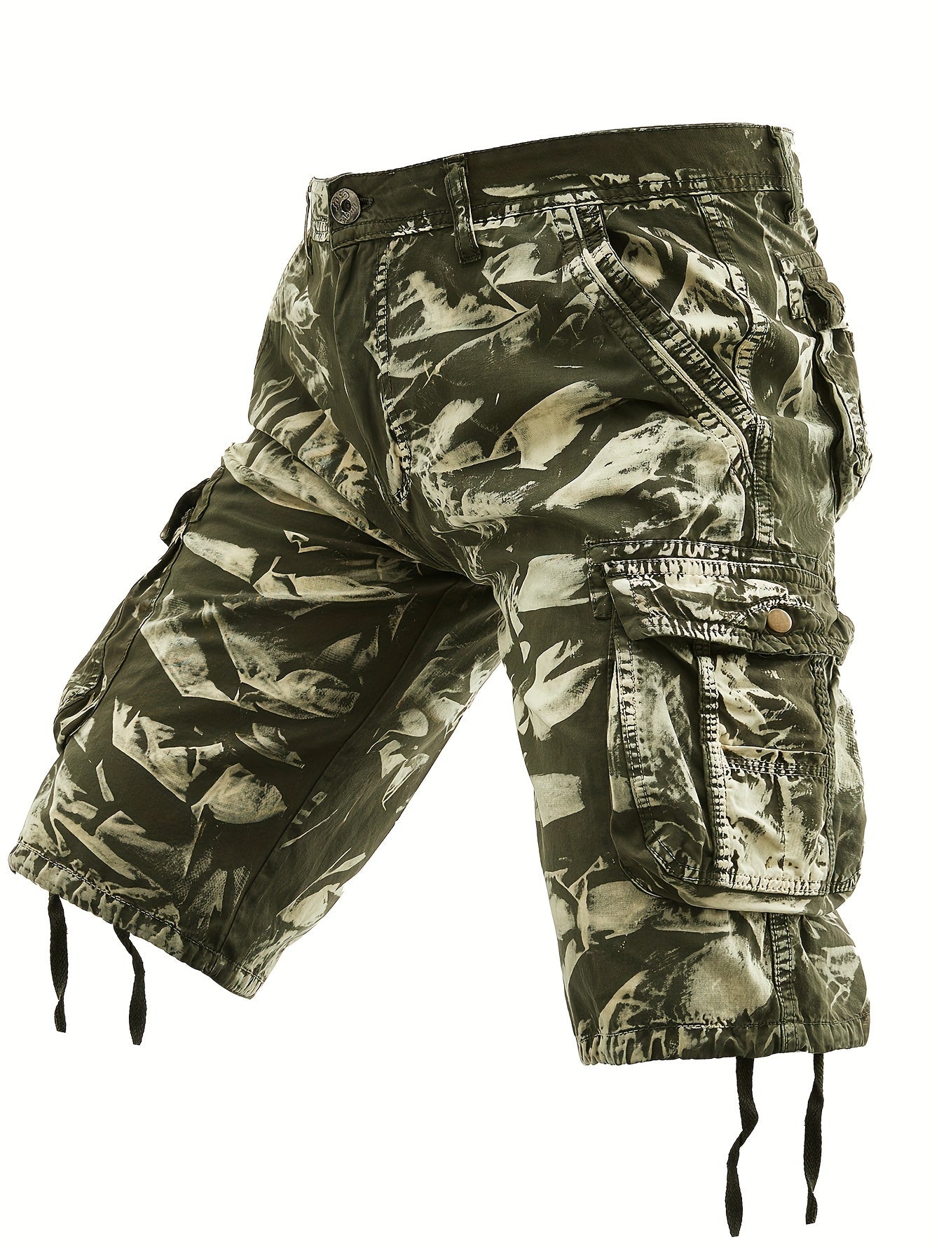 Men's Pure Tie-Dye Washed Outdoor Multi-Pocket Cargo Shorts