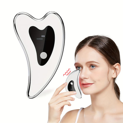 Electric gua sha tool, face neck body massager, two modes vibration heating massage tool, home convenient beauty instrument