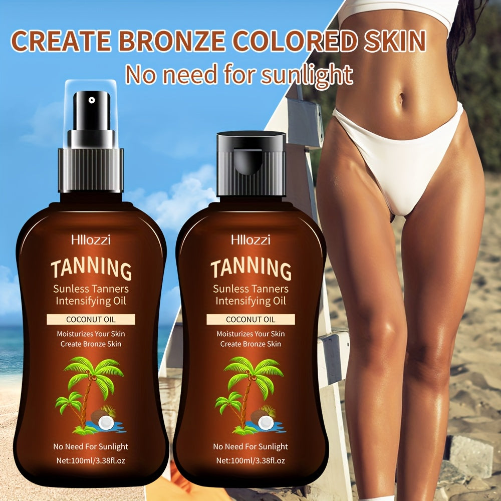 [Waterproof | Long-Lasting] Hllozzi Waterproof & Long-Lasting Coconut Tanning Oil Spray & Flip Bottle Set - Moisturizing Sunless Tanner for Indoor & Outdoor Use, Oxyphthalate-Free, Easy to Carry, Unisex-adult, All Skin Types, - The Superior Findings Depot