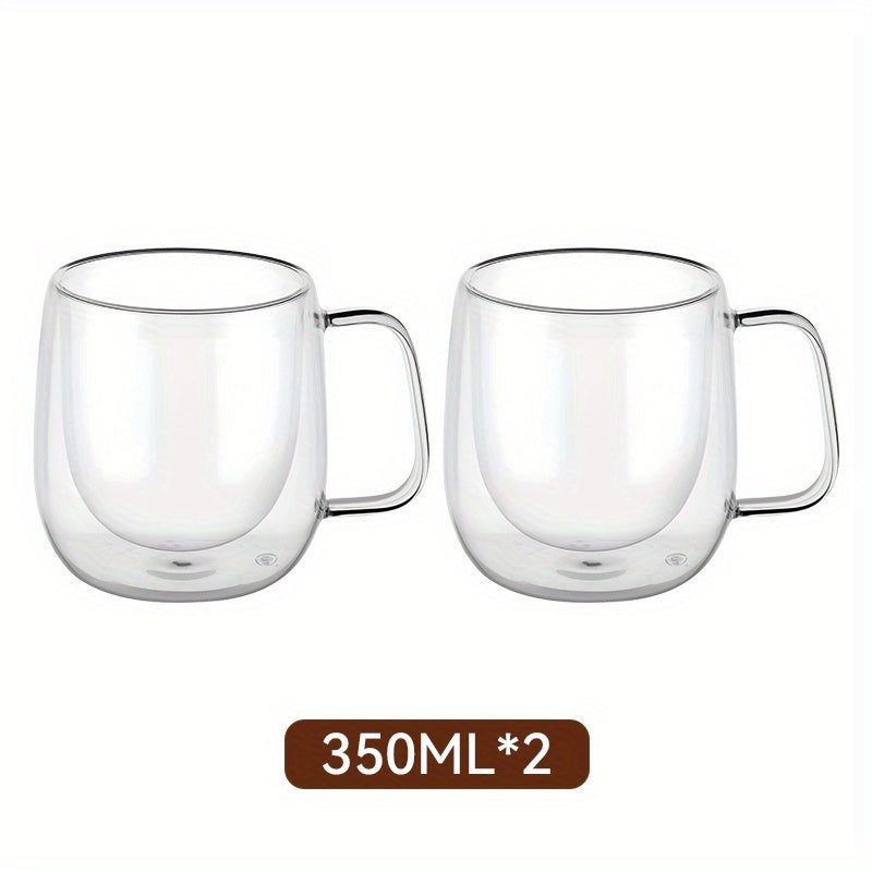 2/4pcs High Borosilicate Double-Layer Glass Mugs | Transparent Heat-Insulated Water Cups with Handles, Large Capacity, Burn Prevention Design, Perfect for Coffee, Tea, Smoothies | Durable Glass, Reusable, Hand Wash Only - The Superior Findings Depot