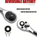 46pcs Car Repair Tool Kit, 1/4 Inch Ratchet Wrench Set with Versatile Bit Socket Set And Extension Bar, Combo Tools Kit, for Car, Motorcycle & Bicycle Repair - The Superior Findings Depot