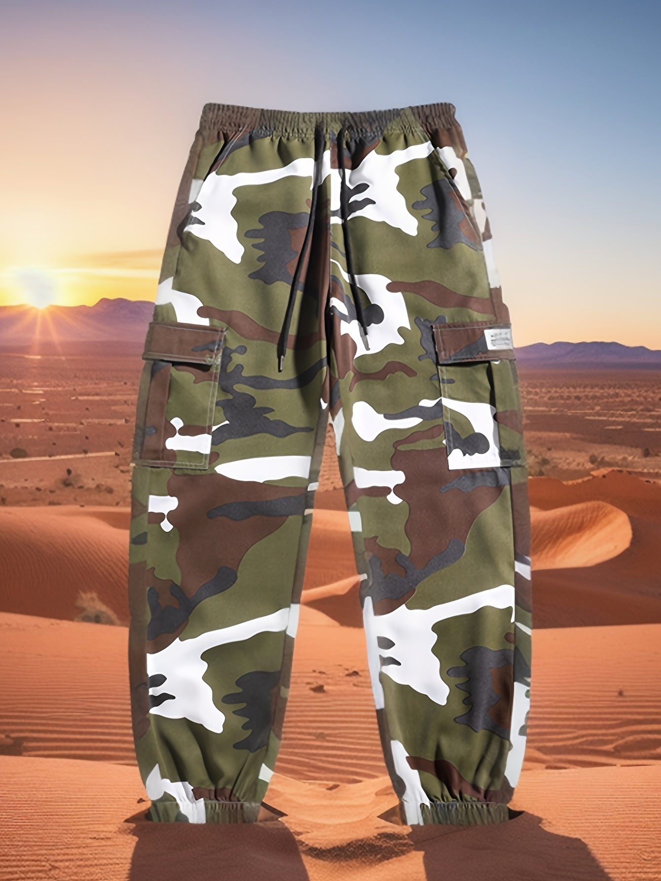Men's Camouflage Cargo Pants - High-Waisted Loose-Fit Camo