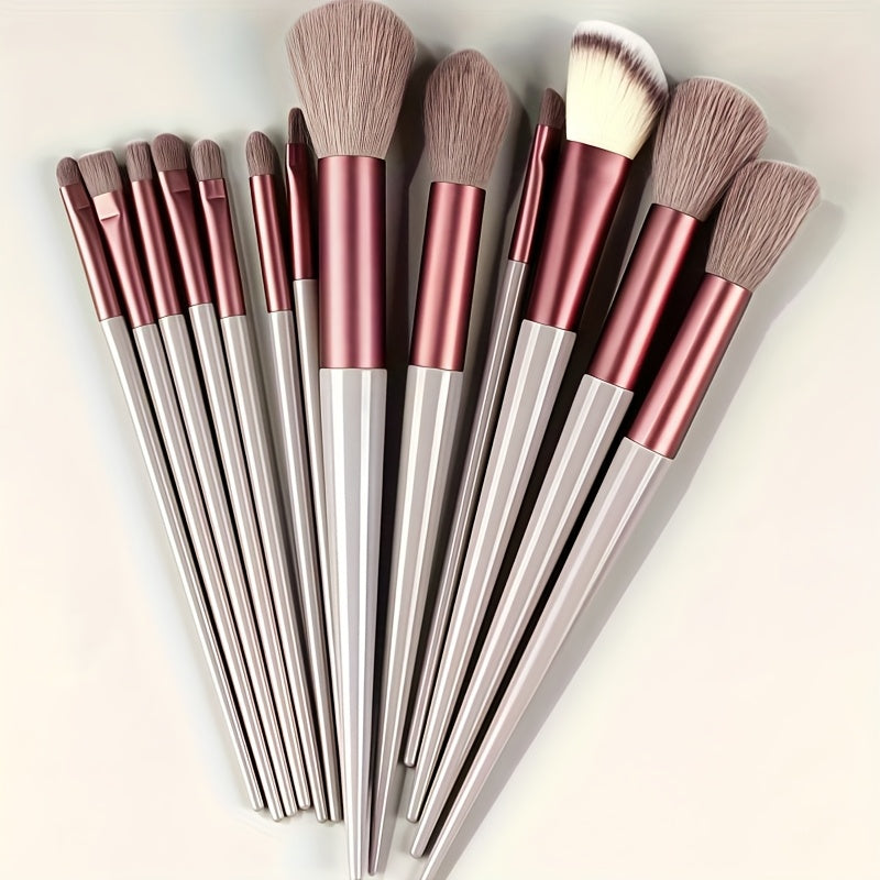 13pcs set of soft makeup brush, 8 mini brush &14 sponge set, soft makeup brush with cosmetic sponge, for makeup base pink, shadow of eyes, makeup brush for blurring Kabuki, beauty tools - The Superior Findings Depot