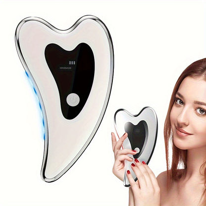 Electric gua sha tool, face neck body massager, two modes vibration heating massage tool, home convenient beauty instrument