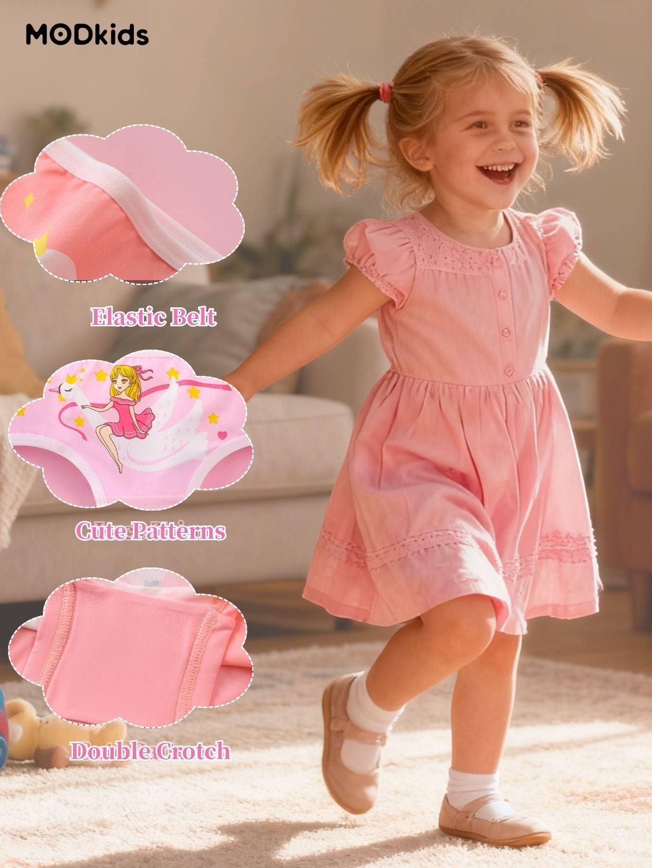 8-Pack Girls' Underwear - Pink Briefs Unicorn & Mermaid Print