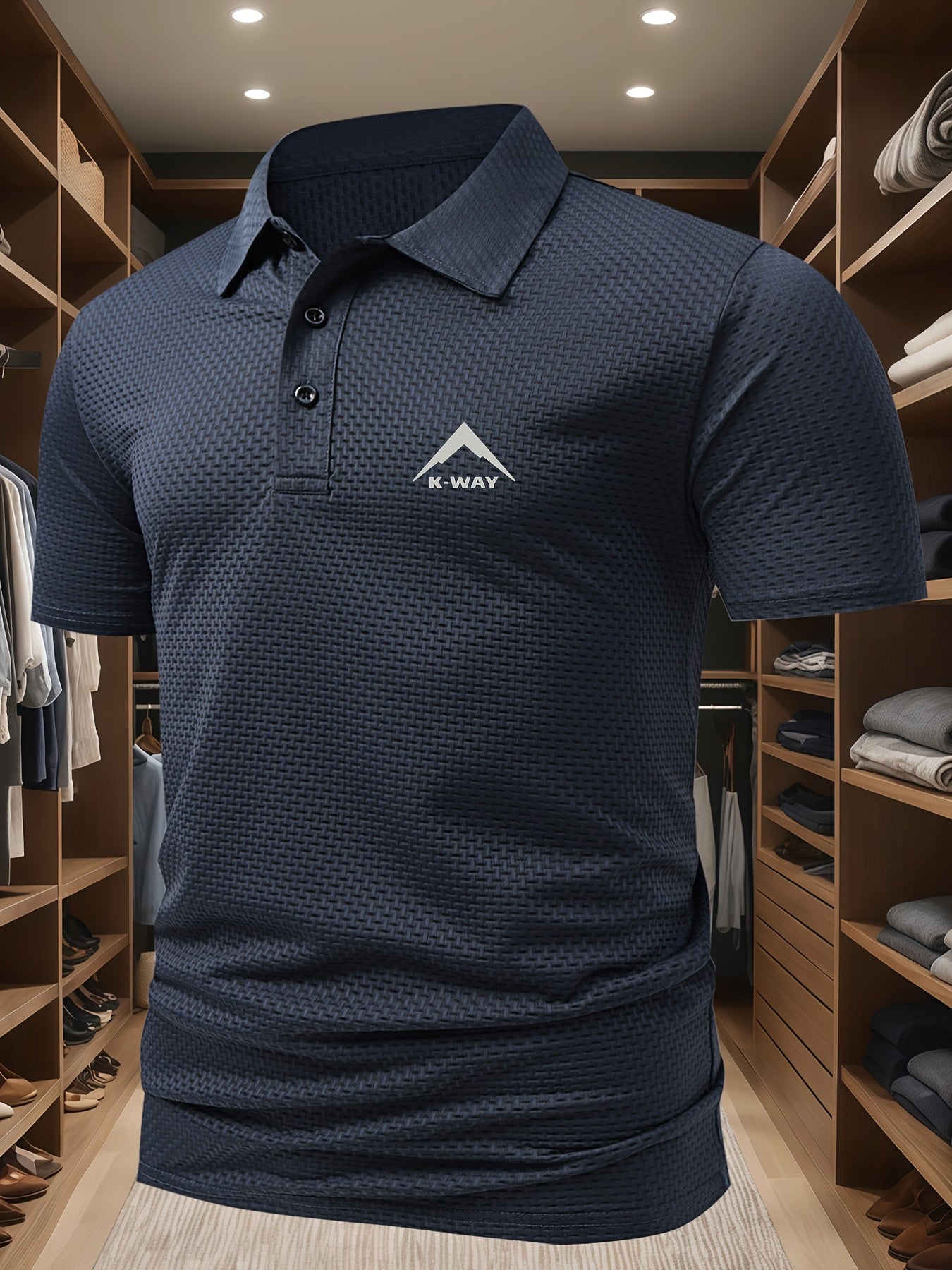 Men's Casual Golf Business Polo Shirt - Large Size Geometric Pattern