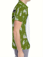 Customizable Men's Golf Polo Shirt - Golf Ball & Club Print