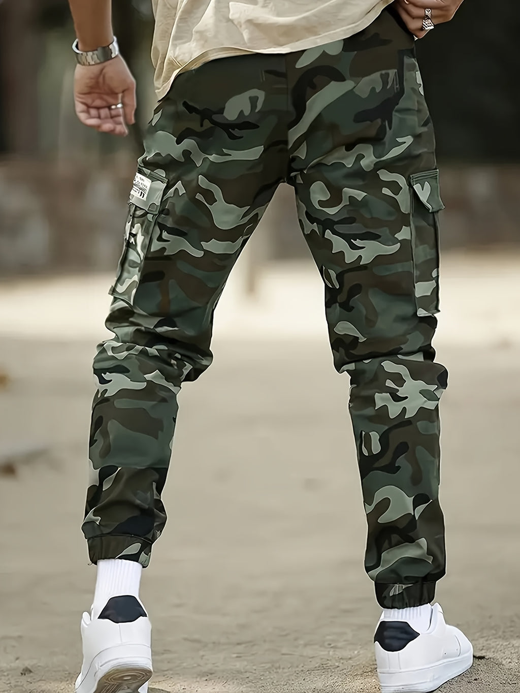 Men's Camouflage Cargo Pants - High-Waisted Loose-Fit Camo