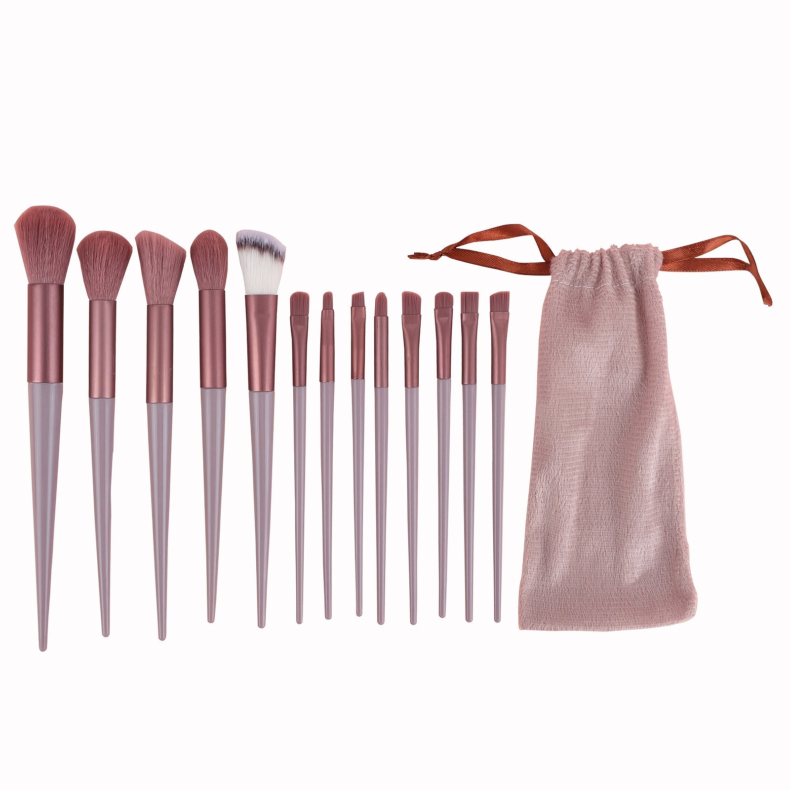 Luxurious 13pcs Golden Makeup Brush Set Includes Perfect Soft Pouch - Premium Pinkish Hue Cosmetic Implements with High-Quality Fibers for Flawless Application, Portable Case - The Superior Findings Depot