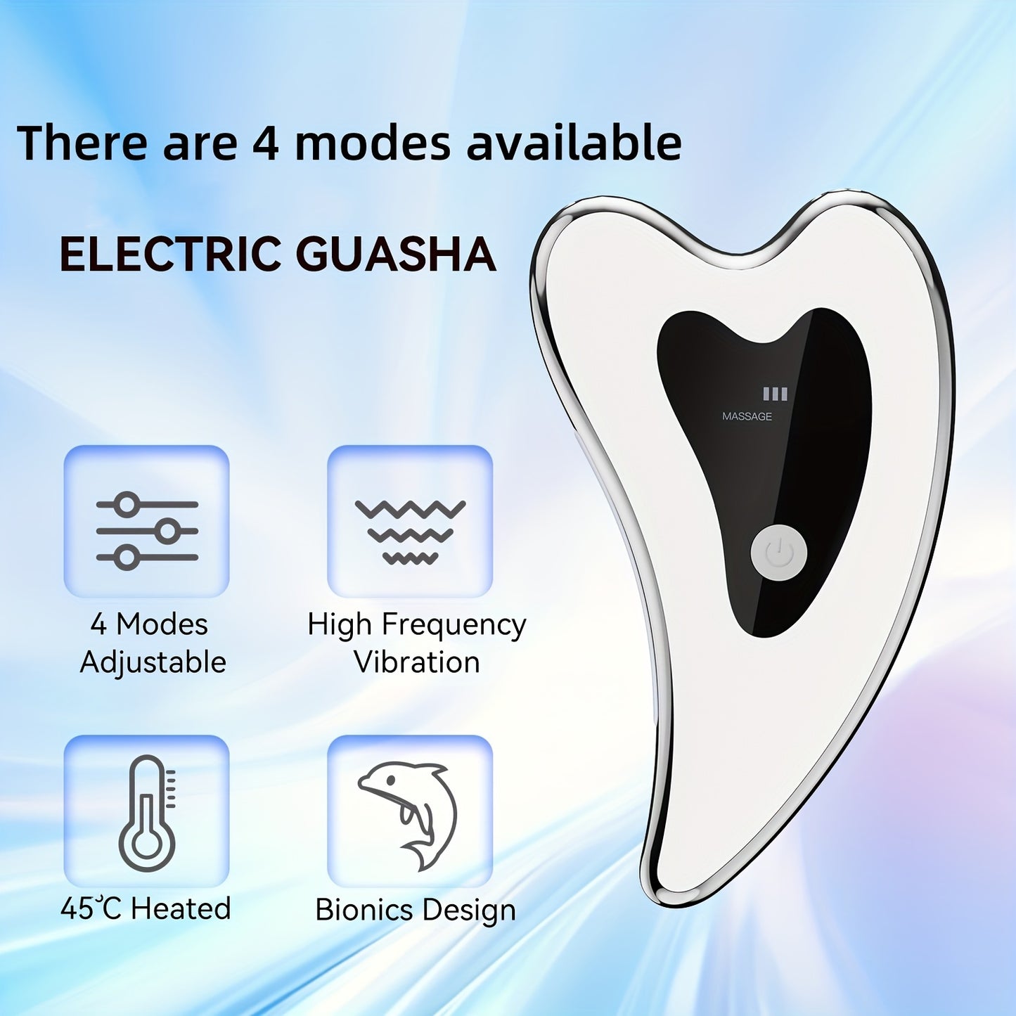 Electric gua sha tool, face neck body massager, two modes vibration heating massage tool, home convenient beauty instrument