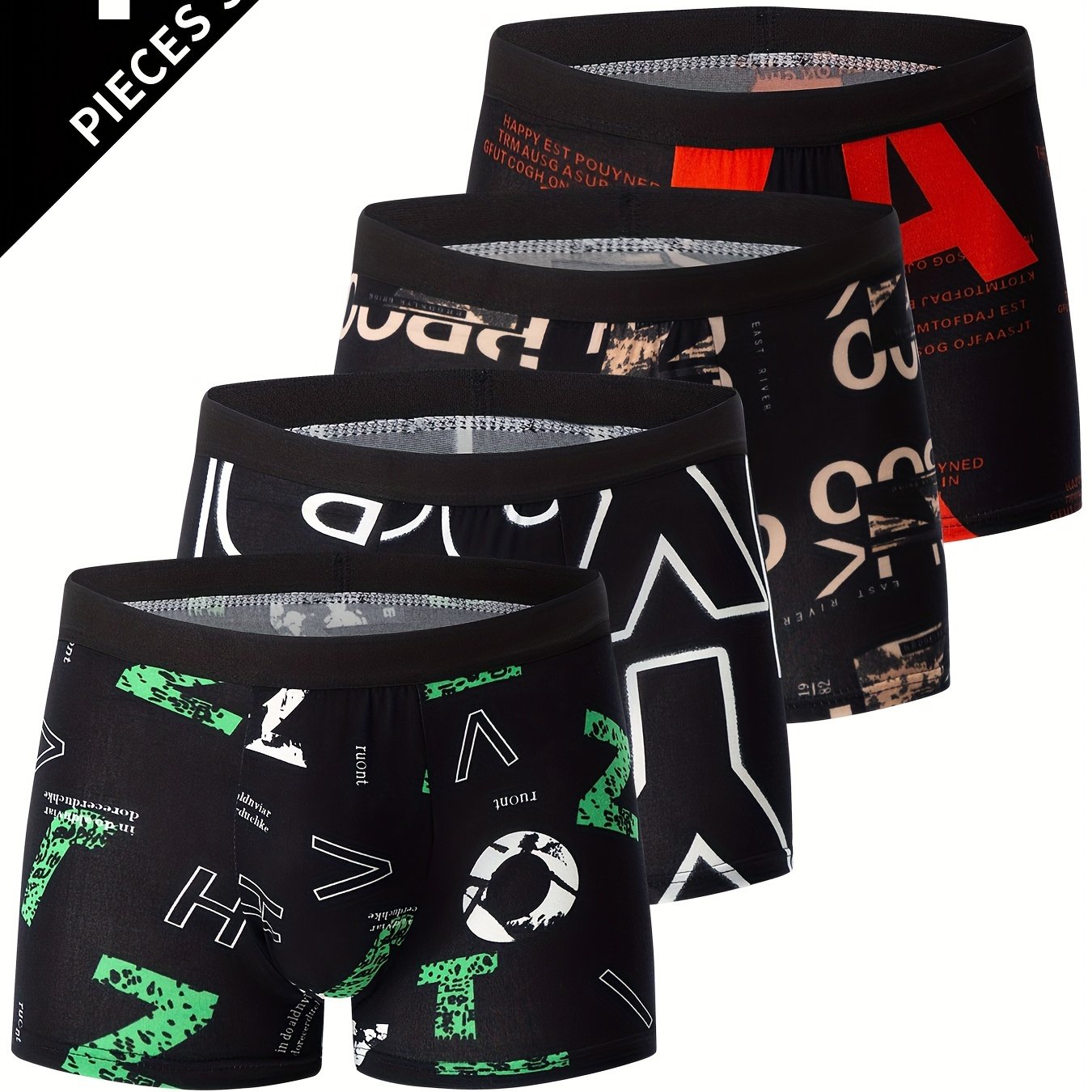 4pcs Flower Pattern Men's Antibacterial Underwear, Casual Boxer Briefs Shorts, Breathable Comfy Stretchy Boxer Sports Shorts - The Superior Findings Depot