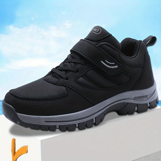 Men's Breathable Casual Shoes - Comfy, Soft Sole Sneakers with Hook and Loop Fastener for Outdoor Jogging