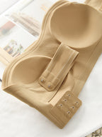 Seamless Strapless Bandeau Bra for Women - Anti-Slip, Cross-Back Design with Side Closure, Wireless & Padded - Comfortable Nylon Blend, Removable Pads for Casual Wear, Plus Size Bra - The Superior Findings Depot