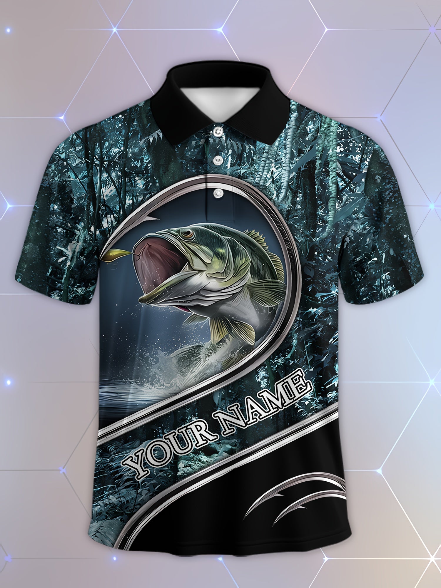 Customizable Men's Summer Polo - Tropical Fishing & Hook 3D Print