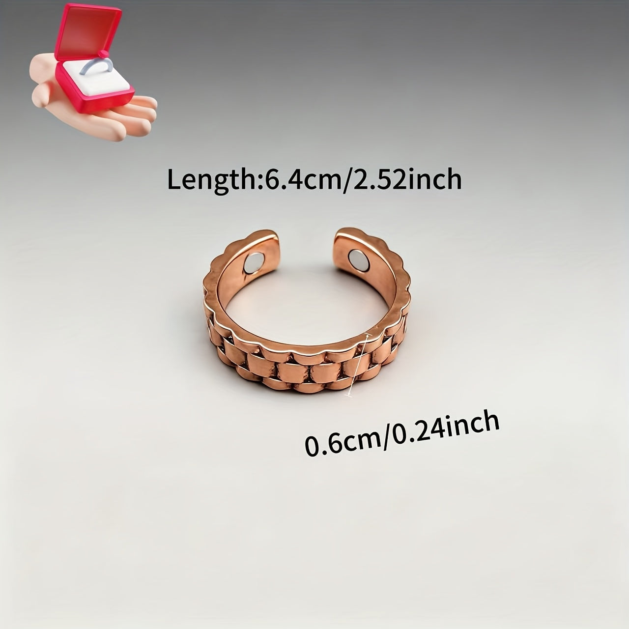 2pcss Men'S Magnetic Bracelet & Ring Set - Adjustable Copper Magnetic Wristband with Polished Finish, 2pcs Set for Wellness, Travel, Home, Office, Magnetic Bracelet For Men, Office Accessory, Sleek Design, Durable Constructio - The Superior Findings Depot